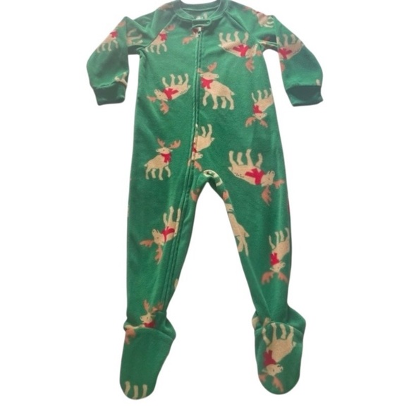 Two PJS: Carter's and Child of Mine Christmas Pj Toddler Sz 2T green and blue - Picture 4 of 6